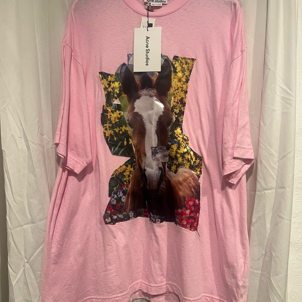 Acne x Martin Laborde Pink Horse Appliqué T-Shirt